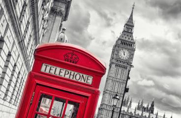 5 min before 12 o`clock in London at the Big ben with red telephone box- Stock Photo or Stock Video of rcfotostock | RC-Photo-Stock