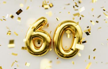 60 years old. Gold balloons number 60th anniversary, happy birthday congratulations- Stock Photo or Stock Video of rcfotostock | RC Photo Stock