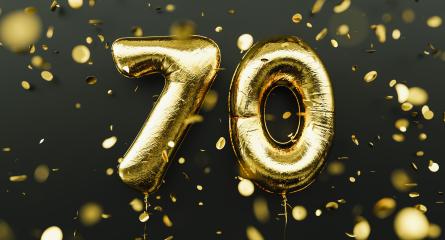 70 years old. Gold balloons number 70th anniversary, happy birthday congratulations, with falling confetti : Stock Photo or Stock Video Download rcfotostock photos, images and assets rcfotostock | RC-Photo-Stock.: