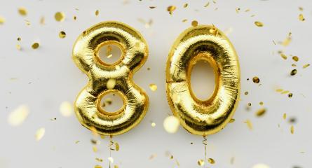 80 years old. Gold balloons number 80th anniversary, happy birthday congratulations, with falling confetti on white background : Stock Photo or Stock Video Download rcfotostock photos, images and assets rcfotostock | RC-Photo-Stock.: