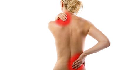 A woman holding her neck and lower back, highlighted with red areas indicating pain or discomfort, symbolizing back and neck pain, against a white background for a medical or health concept. : Stock Photo or Stock Video Download rcfotostock photos, images and assets rcfotostock | RC Photo Stock.: