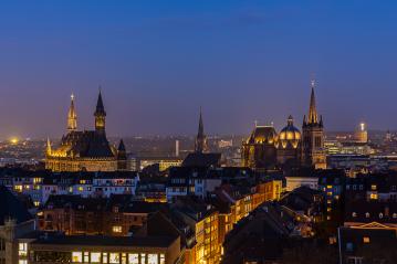 aachen cathedral (Aachener Dom) and town hall at night- Stock Photo or Stock Video of rcfotostock | RC Photo Stock