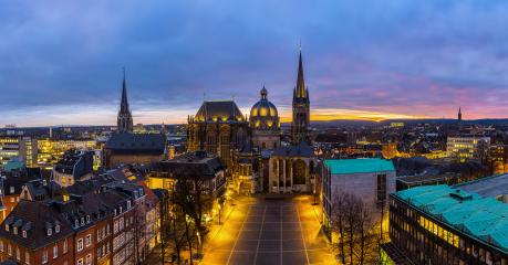 Aachen cathedral at sunset panorama : Stock Photo or Stock Video Download rcfotostock photos, images and assets rcfotostock | RC-Photo-Stock.: