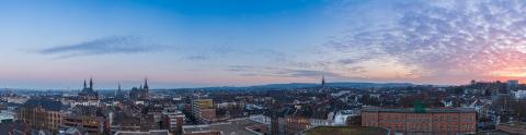 Aachen city skyline panorama at sunset- Stock Photo or Stock Video of rcfotostock | RC Photo Stock