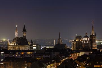aachen city with town hall and cathedral at night- Stock Photo or Stock Video of rcfotostock | RC-Photo-Stock