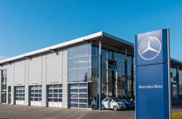 AACHEN, GERMANY FEBRUARY, 2017: Office of official dealer Mercedes-Benz. Mercedes-Benz is a German automobile manufacturer. - Stock Photo or Stock Video of rcfotostock | RC Photo Stock