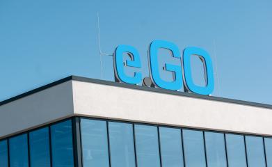 AACHEN, GERMANY JULY 2019: Logo of e.GO Mobile on the entrance to the company's main headquarters located in Aachen. e.Go designs and manufactures new electric cars.- Stock Photo or Stock Video of rcfotostock | RC-Photo-Stock