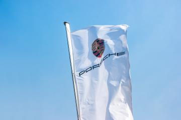 AACHEN, GERMANY MARCH, 2017: Porsche Logo on a flag. Ferdinand Porsche founded the company in 1931 with main offices in the centre of Stuttgart. : Stock Photo or Stock Video Download rcfotostock photos, images and assets rcfotostock | RC Photo Stock.: