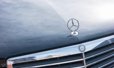 AACHEN, GERMANY OCTOBER, 2017: Mercedes Benz logo on a blue car. Mercedes-Benz is a German automobile manufacturer. The brand is used for luxury automobiles, buses, coaches and trucks.- Stock Photo or Stock Video of rcfotostock | RC-Photo-Stock