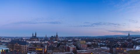 Aachen Panorama at blue hour sunset- Stock Photo or Stock Video of rcfotostock | RC Photo Stock
