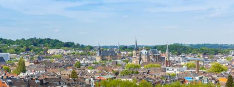 aachen skyline with town hall and cathedral panorama- Stock Photo or Stock Video of rcfotostock | RC-Photo-Stock