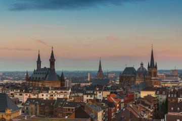 Aachen town hall and cathedral at sunset- Stock Photo or Stock Video of rcfotostock | RC Photo Stock