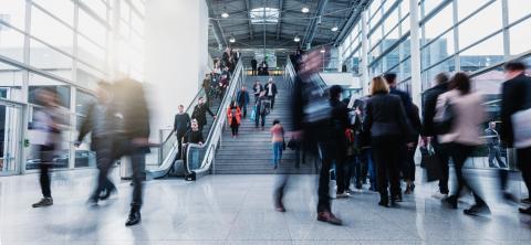 abstakt image of Business people rushing in the lobby of a modern business center- Stock Photo or Stock Video of rcfotostock | RC Photo Stock