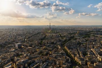 Aerial view of Paris at sunset- Stock Photo or Stock Video of rcfotostock | RC-Photo-Stock