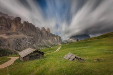 Almhütten in den Dolomiten, Sommer, Wiese, Wolken, Italien : Stock Photo or Stock Video Download rcfotostock photos, images and assets rcfotostock | RC Photo Stock.: