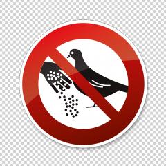 Animal feeding Forbidden sign. Do not feed the birds on street city Pigeons in this area, prohibition sign on checked transparent background. VectorEps 10.- Stock Photo or Stock Video of rcfotostock | RC Photo Stock