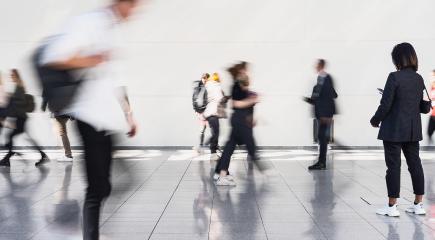 Anonymous crowd of people goes through hall of a trade fair or airport : Stock Photo or Stock Video Download rcfotostock photos, images and assets rcfotostock | RC Photo Stock.: