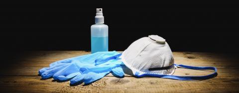 Anti virus protection ffp3 mask, gloves, and disinfectant spray standart to prevent corona COVID-19 and Sars-CoV-2 infection- Stock Photo or Stock Video of rcfotostock | RC-Photo-Stock