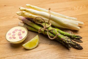 Asparagus varieties with sauce hollandaise and lemon : Stock Photo or Stock Video Download rcfotostock photos, images and assets rcfotostock | RC Photo Stock.:
