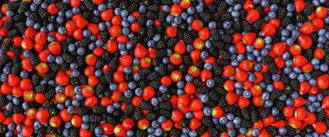 Background of different berries and fruits banner, strawberries, blueberries and blackberries texture background, banner size- Stock Photo or Stock Video of rcfotostock | RC Photo Stock
