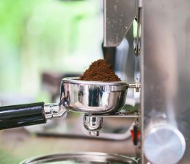 Barista preparing filter holder with coffee flour out of coffee beans mill.- Stock Photo or Stock Video of rcfotostock | RC-Photo-Stock
