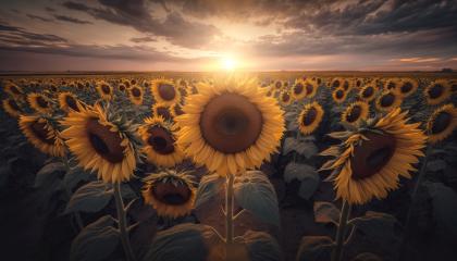 Beautiful sunset over sunflower field (Generative AI)- Stock Photo or Stock Video of rcfotostock | RC Photo Stock