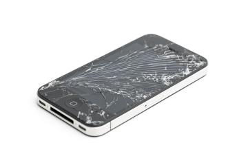 BERLIN, DEUTSCHLAND AUGUST 2019: Studio shot of an iPhone 5s with seriously broken retina display screen isolated on white. iPhone 5 is a smartphone developed by Apple Inc.- Stock Photo or Stock Video of rcfotostock | RC-Photo-Stock