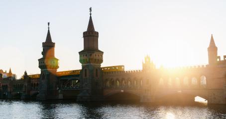 Berlin sunset city skyline at Oberbaum Bridge and Spree River, Berlin, Germany : Stock Photo or Stock Video Download rcfotostock photos, images and assets rcfotostock | RC Photo Stock.: