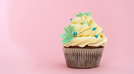 Birthday cupcake with colorful marzipan flower decoration on pink background : Stock Photo or Stock Video Download rcfotostock photos, images and assets rcfotostock | RC Photo Stock.: