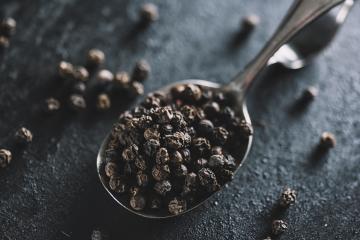 Black pepper corns on a spoon : Stock Photo or Stock Video Download rcfotostock photos, images and assets rcfotostock | RC Photo Stock.: