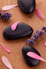 black stones with leaves and lavender- Stock Photo or Stock Video of rcfotostock | RC-Photo-Stock