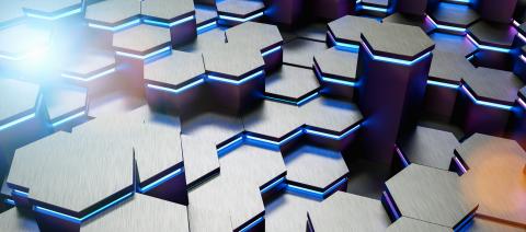 Blue and pink neon uv abstract hexagons background pattern 3D rendering - Illustration - Stock Photo or Stock Video of rcfotostock | RC Photo Stock