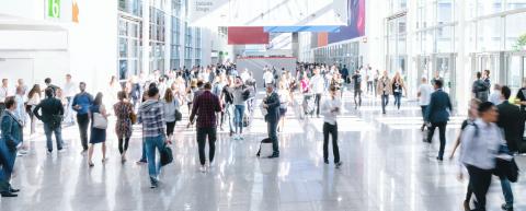 blurred business people at a trade fair, banner size- Stock Photo or Stock Video of rcfotostock | RC-Photo-Stock