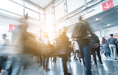 blurred commuters walking at a trade fair- Stock Photo or Stock Video of rcfotostock | RC Photo Stock