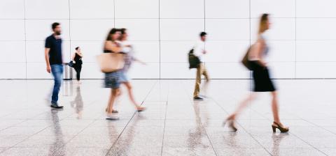 blurred commuters walking in a modern hall- Stock Photo or Stock Video of rcfotostock | RC Photo Stock