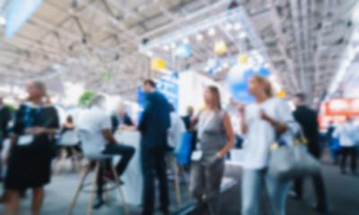 Blurred, defocused background of public event exhibition hall, business trade show concept- Stock Photo or Stock Video of rcfotostock | RC-Photo-Stock