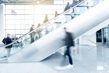 blurred Exhibition visitors at a escalator : Stock Photo or Stock Video Download rcfotostock photos, images and assets rcfotostock | RC Photo Stock.: