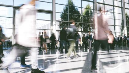 blurred people at a trade fair entrance- Stock Photo or Stock Video of rcfotostock | RC Photo Stock