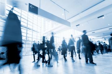 Blurred people rushing at a Exhibition- Stock Photo or Stock Video of rcfotostock | RC-Photo-Stock