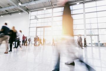 blurred people rushing in a trade fair hall- Stock Photo or Stock Video of rcfotostock | RC Photo Stock