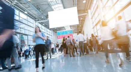 Blurred trade fair visitors walking in hall- Stock Photo or Stock Video of rcfotostock | RC Photo Stock