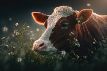 Brown cow munching on the meadow (Generative AI)- Stock Photo or Stock Video of rcfotostock | RC Photo Stock