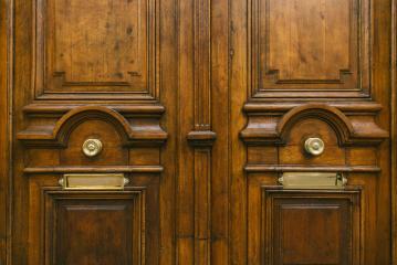 brown old door with letter box- Stock Photo or Stock Video of rcfotostock | RC-Photo-Stock