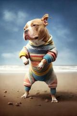 bulldog in sweater standing on beach for Sports (Generative AI) - Stock Photo or Stock Video of rcfotostock | RC Photo Stock