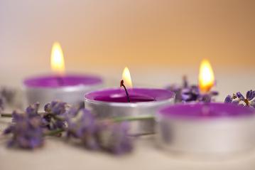 candels with flamme with lavender- Stock Photo or Stock Video of rcfotostock | RC-Photo-Stock