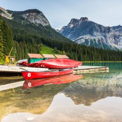 Canoe pier at the Emerald Lake in the Yoho National Park canada : Stock Photo or Stock Video Download rcfotostock photos, images and assets rcfotostock | RC Photo Stock.: