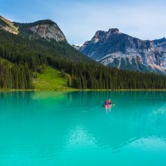 Canoeing on Emerald Lake in the rocky mountains canada - Stock Photo or Stock Video of rcfotostock | RC-Photo-Stock