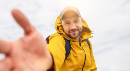 cheerful bearded young man solo traveler taking selfie at the beach - Adventure wanderlust concept on the beach - Stock Photo or Stock Video of rcfotostock | RC-Photo-Stock