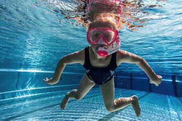 child wearing diving mask swimming in the pool, underwater shot- Stock Photo or Stock Video of rcfotostock | RC Photo Stock