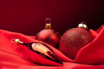 christmals bulbs on red silk : Stock Photo or Stock Video Download rcfotostock photos, images and assets rcfotostock | RC Photo Stock.: